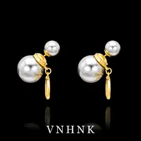 铜合金仿珍珠耳饰 美可儿  B697    银色(14mm8mm）时尚小众耳环