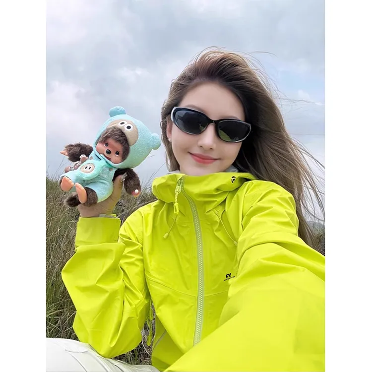 KSKM荧光绿冲锋衣女2025春秋季户外三合一可拆卸防风高颜值外套男