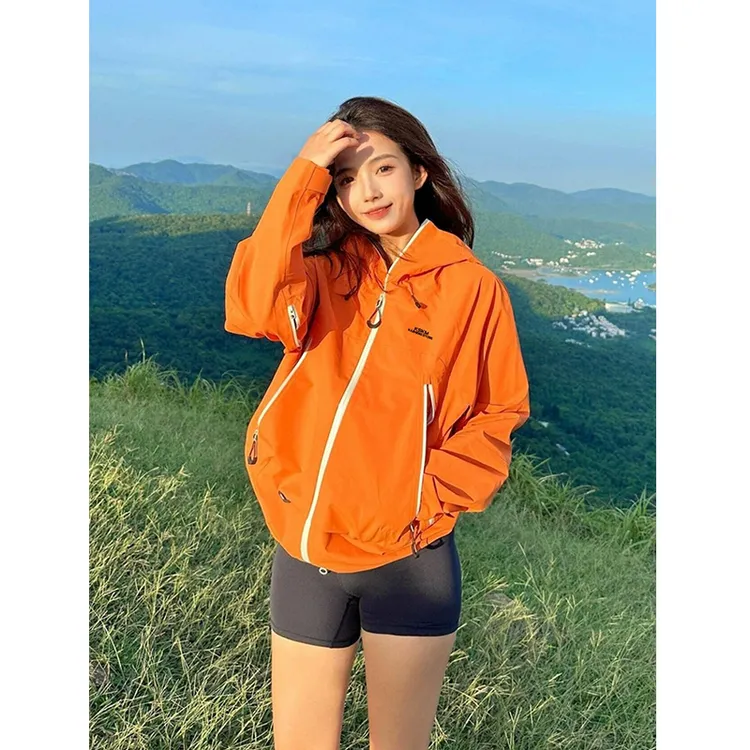KSKM橙色冲锋衣外套女2025春秋新款户外可拆卸三合一防风登山服男