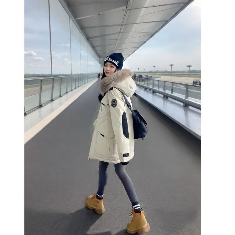 KSKM工装棉服女冬季2025新款高级设计感小众连帽情侣装派克服宽松