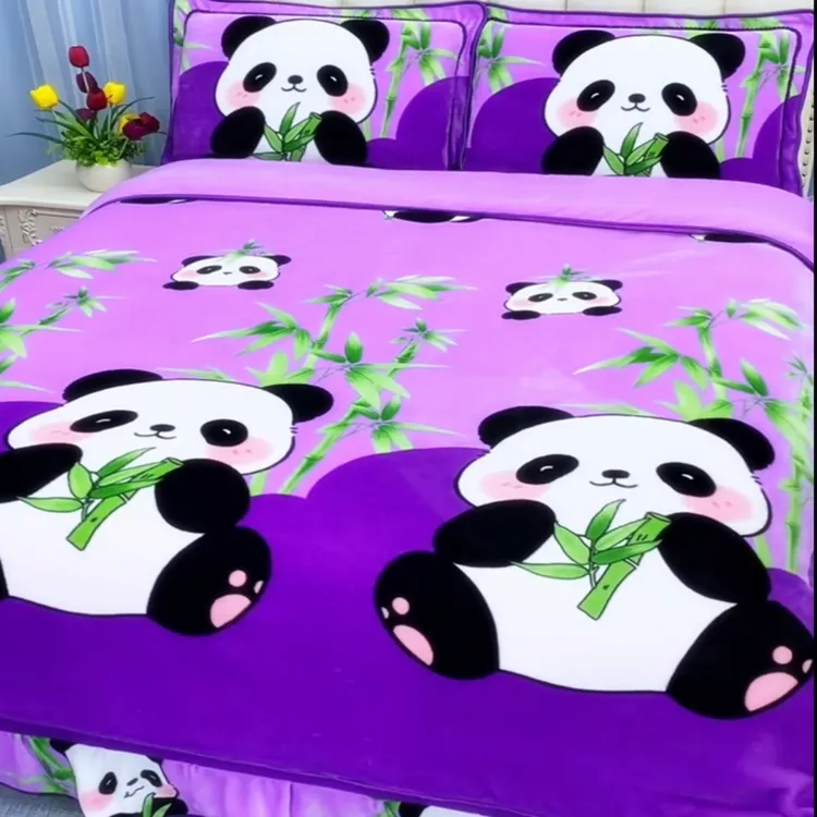 熊猫新款冬季珊瑚绒宝宝绒230克高克重牛奶绒四件套加厚保暖