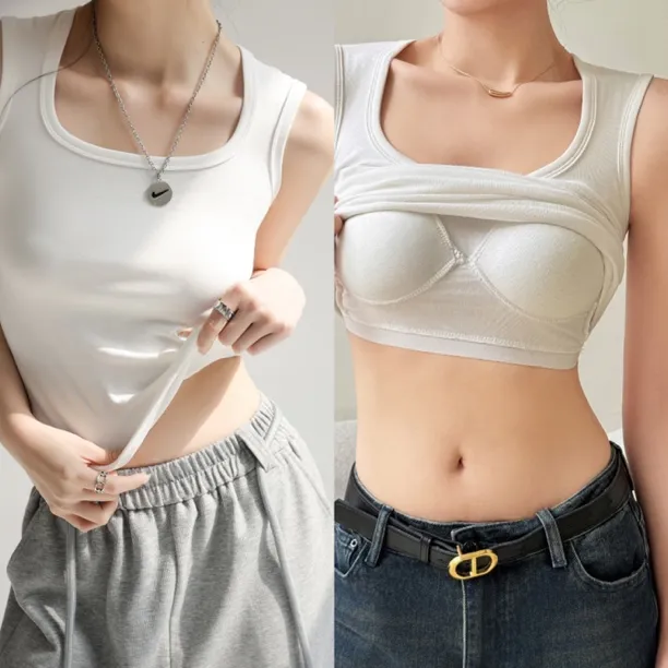 自带胸垫背心西装内搭瑜伽运动背心无袖吊带女四季款遮副乳