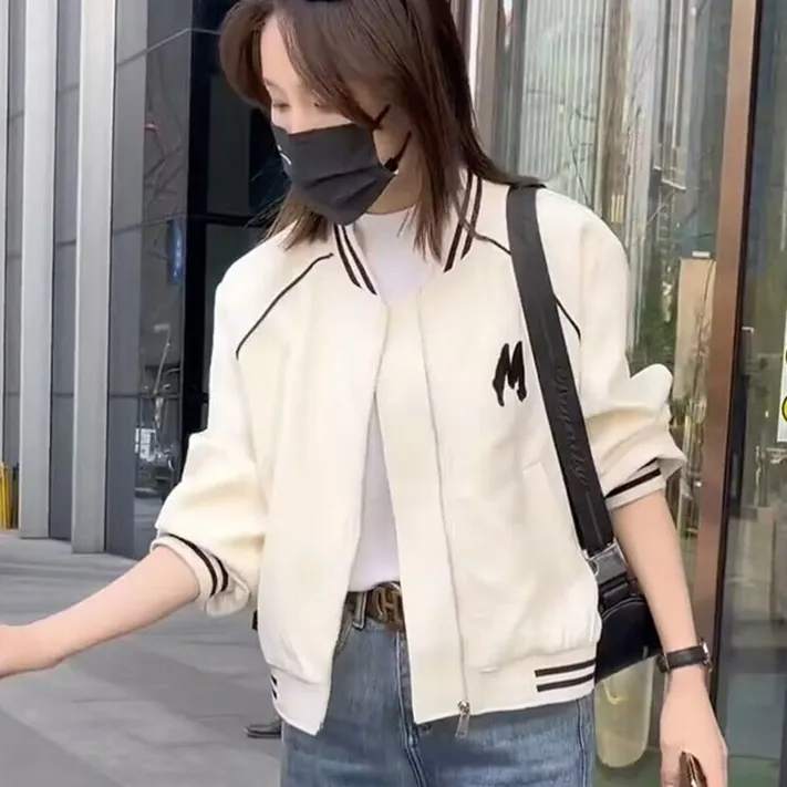 字母棒球服外套女装短款2025年春秋新小个子百搭休闲洋气夹克上衣