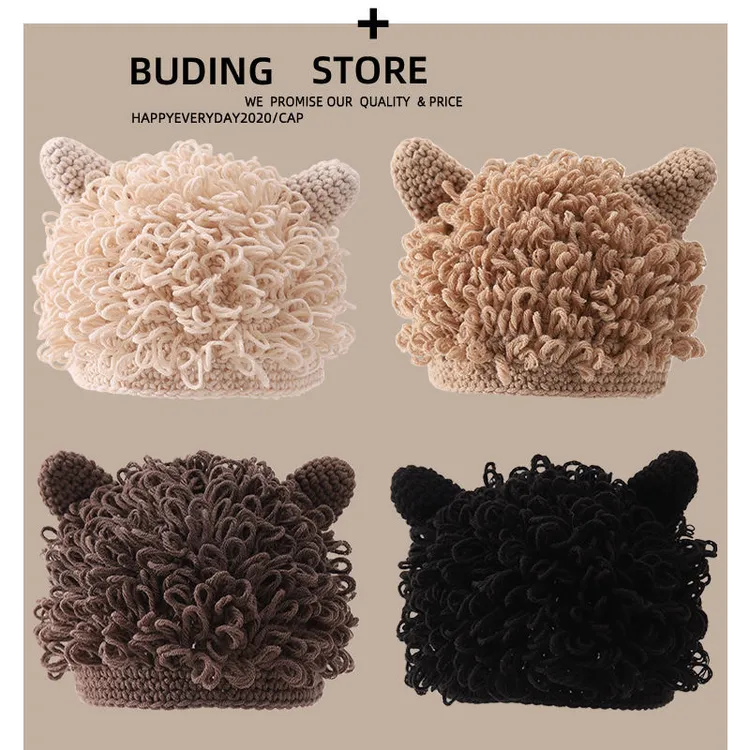 婴儿帽子秋冬款男宝宝假发帽搞怪卷发男孩儿童爆炸头男童搞笑春秋