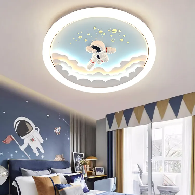 新款儿童房灯男孩卧室房间护眼吸顶灯具现代简约宇航员广东中山
