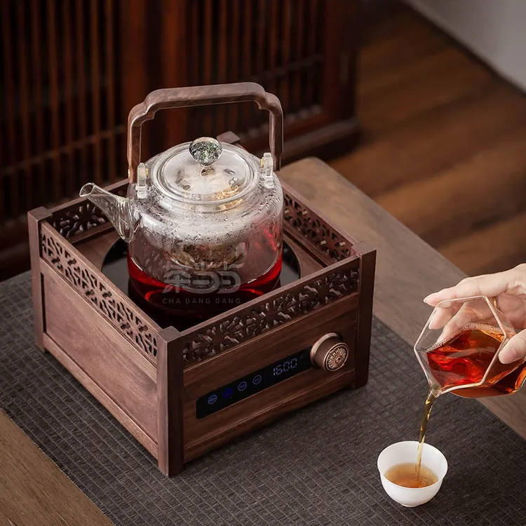 北美黑胡桃实木电陶炉1600W围炉煮茶实木电陶炉煮茶烧水保温定时