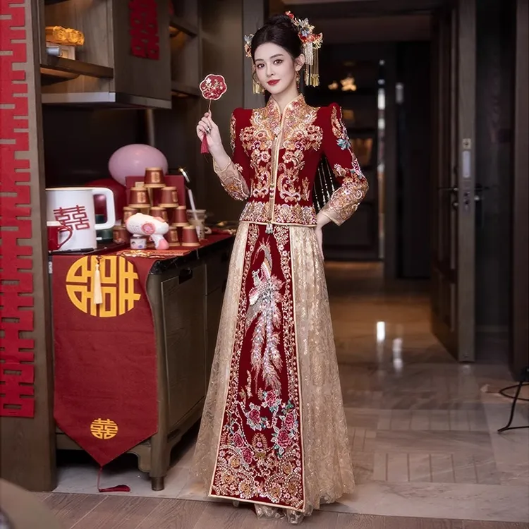 大码秀禾服胖mm新娘结婚礼服2025新款重工嫁衣200斤出阁服敬酒服