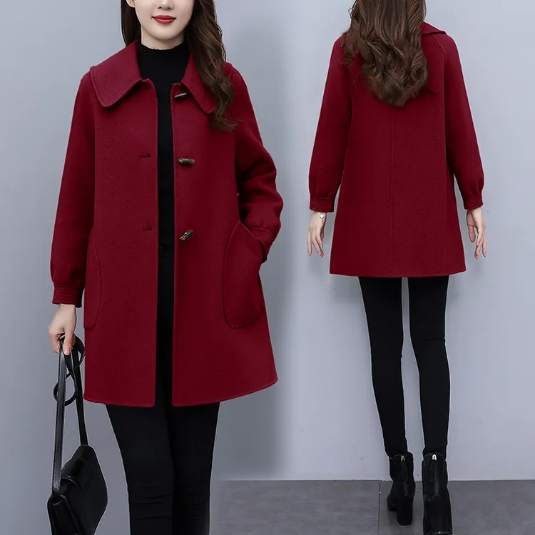 夹棉加厚毛呢大衣女短款2025新款韩版高端洋气小个子毛呢外套女