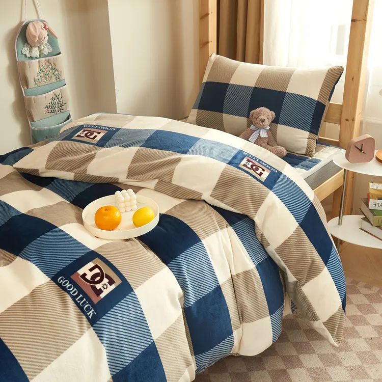 牛奶绒三件套寝室夹棉床笠冬季大学生宿舍加厚保暖套件法莱绒高中