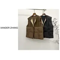 山大张文艺范叠穿毛绒拼接廓形版棉马甲YBJ1H640百搭显瘦时髦感