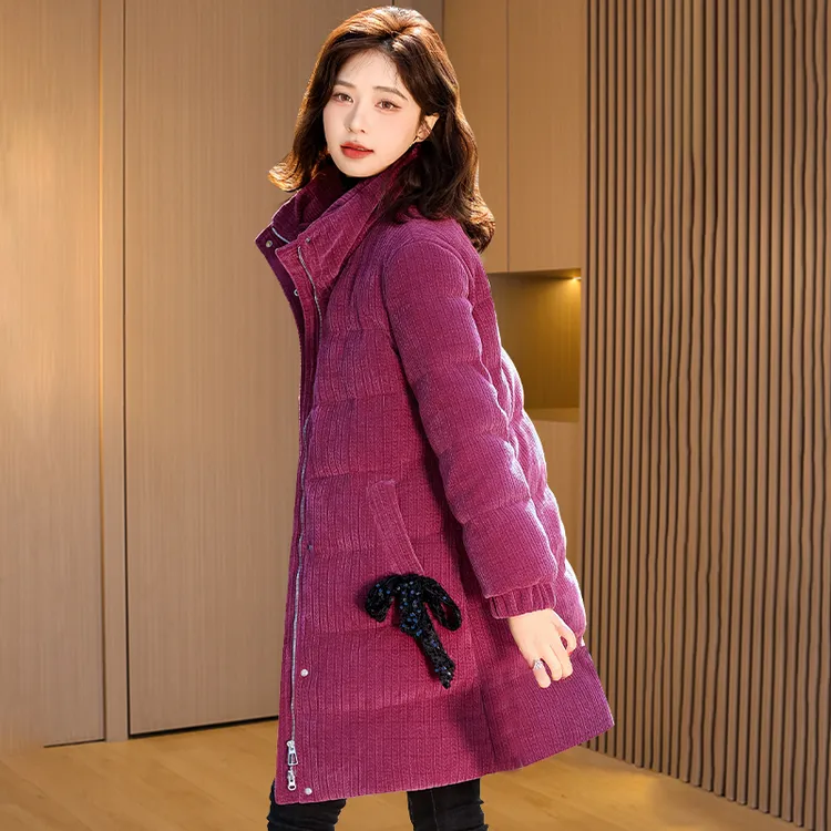 金丝绒羽绒服女款2024年新款时尚洋气设计感高端奢华红色外套秋冬