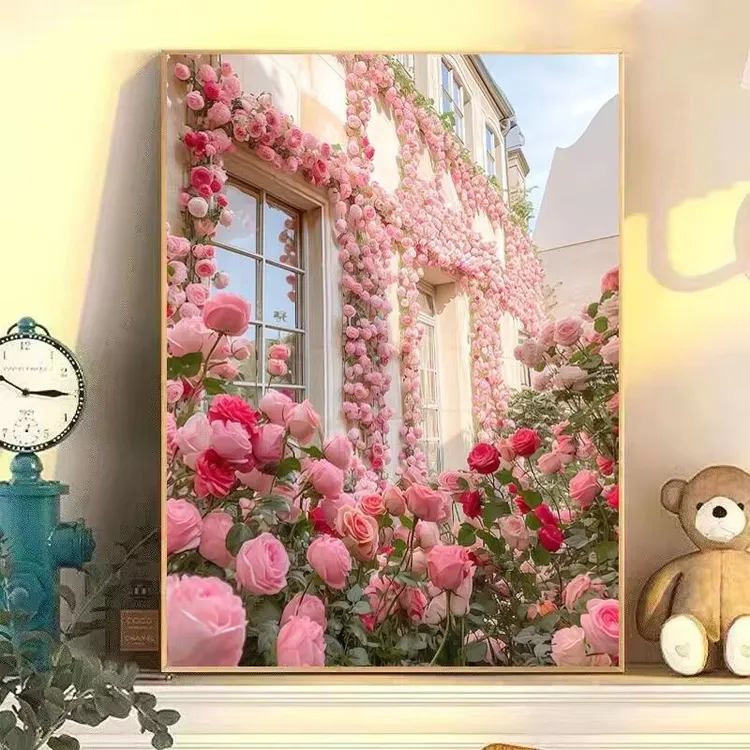 玫瑰花园装饰画客厅餐厅高级挂画高颜值壁画梳妆台画摆台装饰摆件