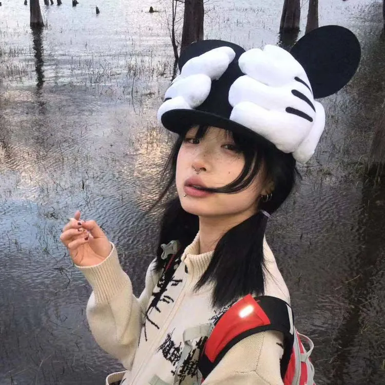 可爱米奇帽子适合方圆脸鸭舌帽搞怪设计感ins时尚街头嘻哈棒球帽