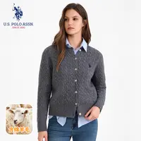 U.S. POLO ASSN. 女士秋冬新款百搭休闲商务绵羊毛针织开衫US5321