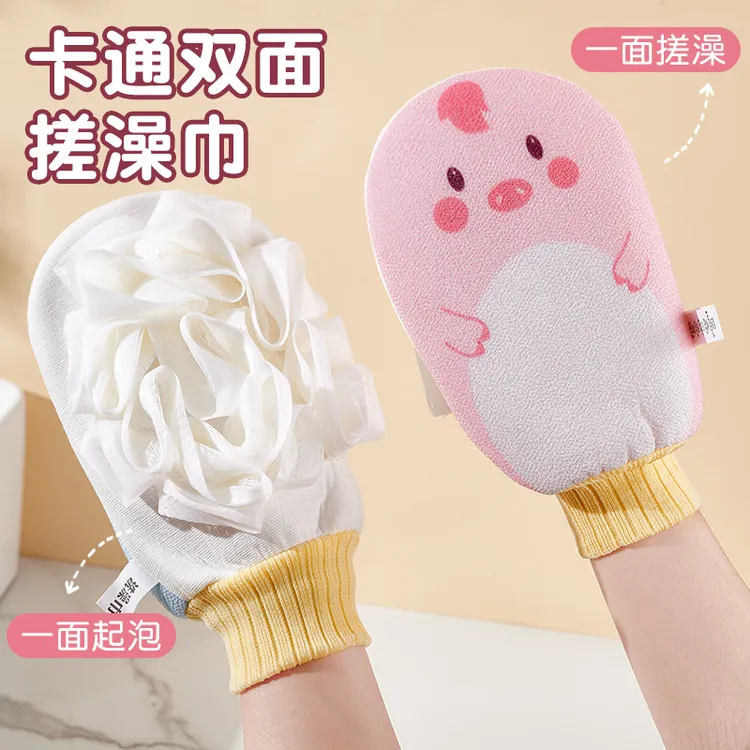 二合一搓澡巾女士专用强力搓泥神器浴花儿童洗澡搓背手套新款2024