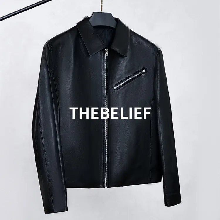真皮皮衣潮流机车痞帅皮衣复古拉链夹克工装通勤斯文
