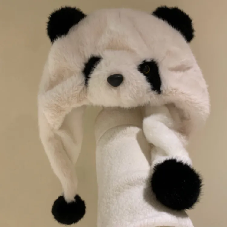 大熊猫秋冬护耳帽儿童加厚保暖男童冬季加绒女孩