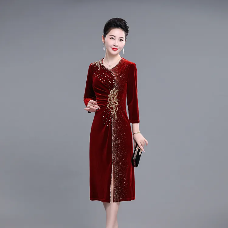 喜妈妈礼服2025新款爆款女结婚妈妈装喜婆婆婚宴旗袍婚礼旗袍红色