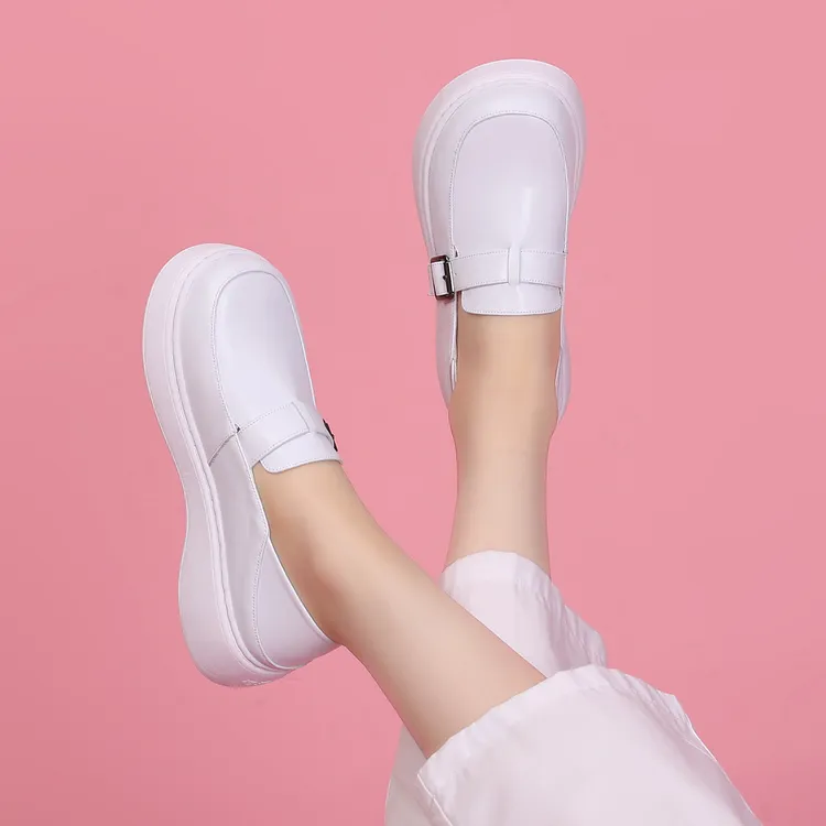 佰思塔护士鞋软底透气不累脚厚底单鞋女四季款透气防臭真皮小白鞋