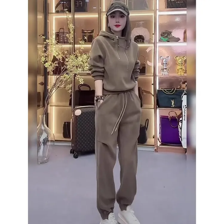 网红炸街运动套装女秋季漂亮时尚洋气休闲卫衣宽松显瘦欧货两件套