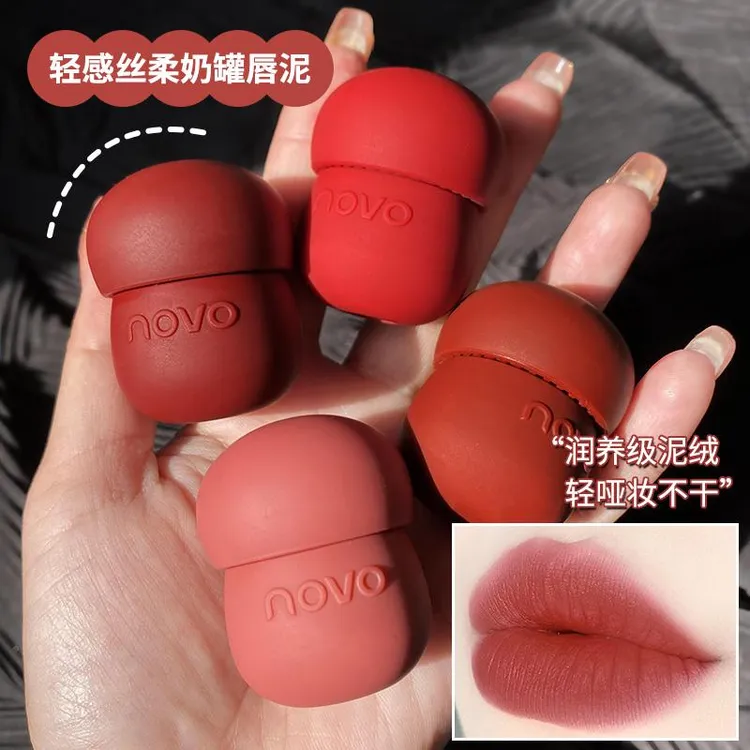 novo罐装唇泥小众品牌雾面丝绒哑光口红不掉色不沾杯平价学生唇釉