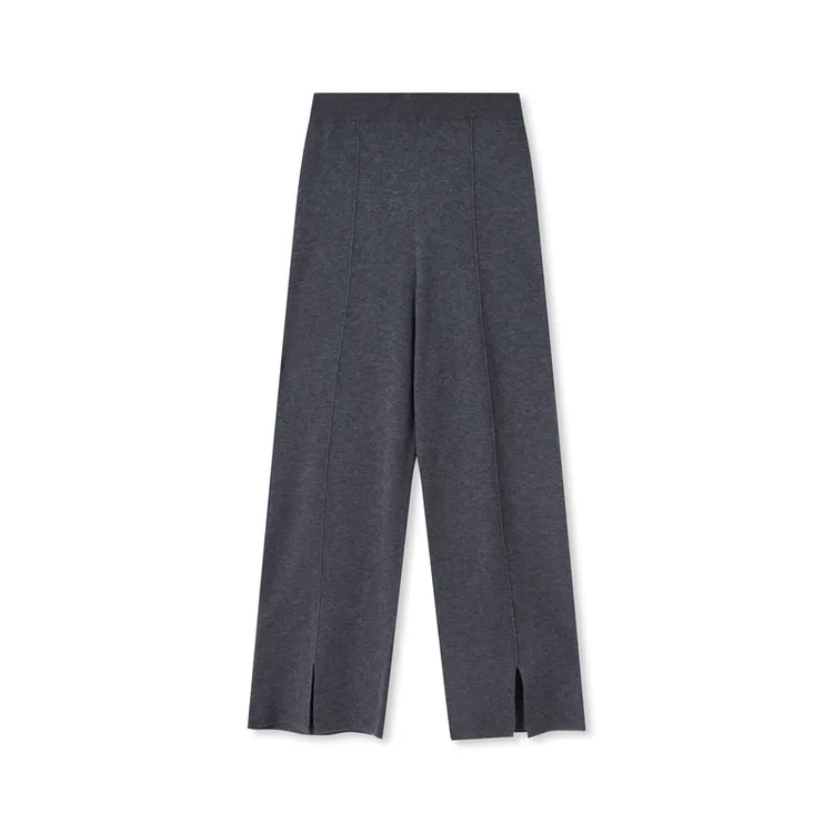 bossini女款秋季新品羊毛混纺柔软显瘦贴肤阔腿针织长裤