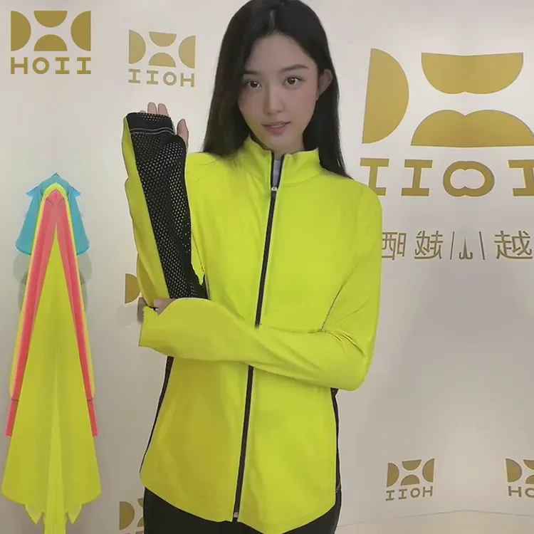 HOII/后益明星同款双色立领拉链T防晒直筒长袖衣服外套透气弹力
