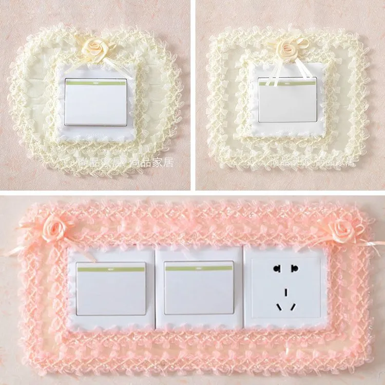 包邮蕾丝插座贴保开关贴单联双联三联开关套双开插座开关可爱