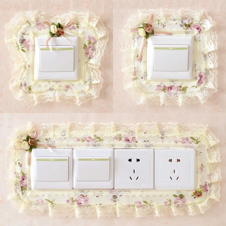 开关套子开关贴布艺蕾丝开关保护套开关板装饰插板套