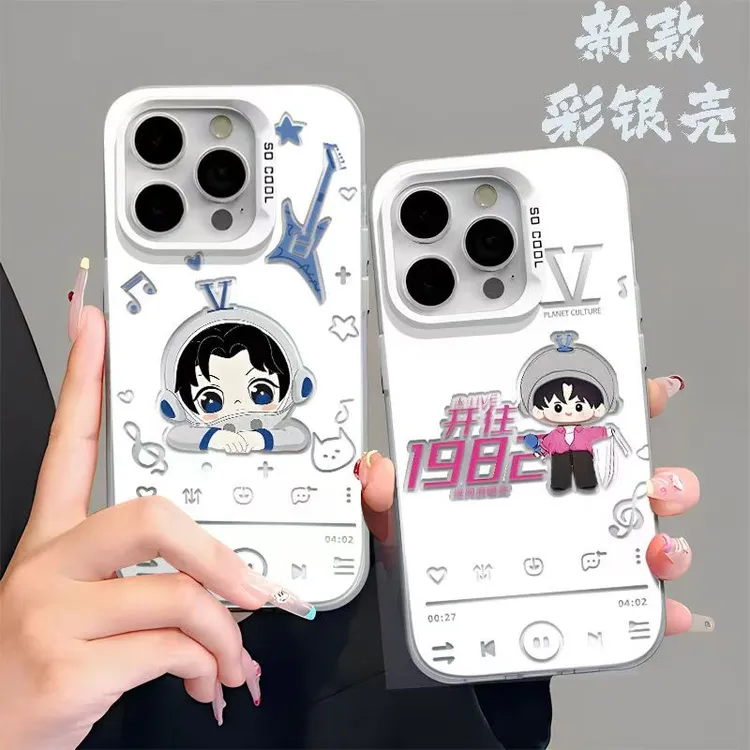 张杰明星同款手机壳彩银适用苹果13vivoppo华为荣耀红米