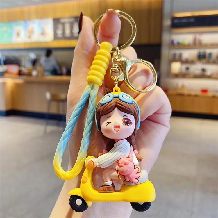 创意电动车钥匙扣女可爱情侣钥匙链挂件车钥匙书包挂饰卡通小礼物