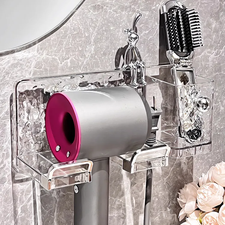 水波纹吹风机置物架免打孔卫生间电吹风挂架浴室壁挂式吹风机支架