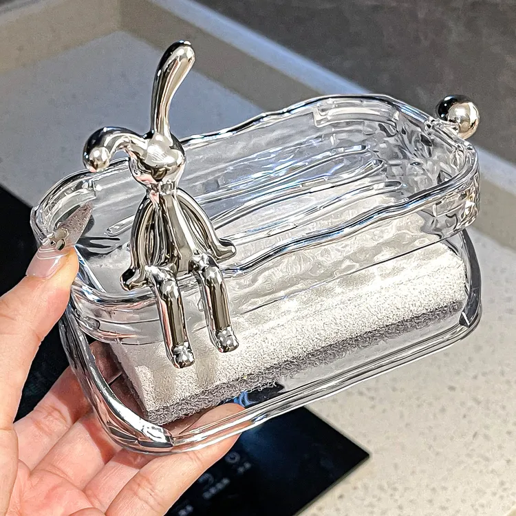 吉祥草卫生间高颜值肥皂盒免打孔壁挂式家用高档双层香皂沥水皂盒