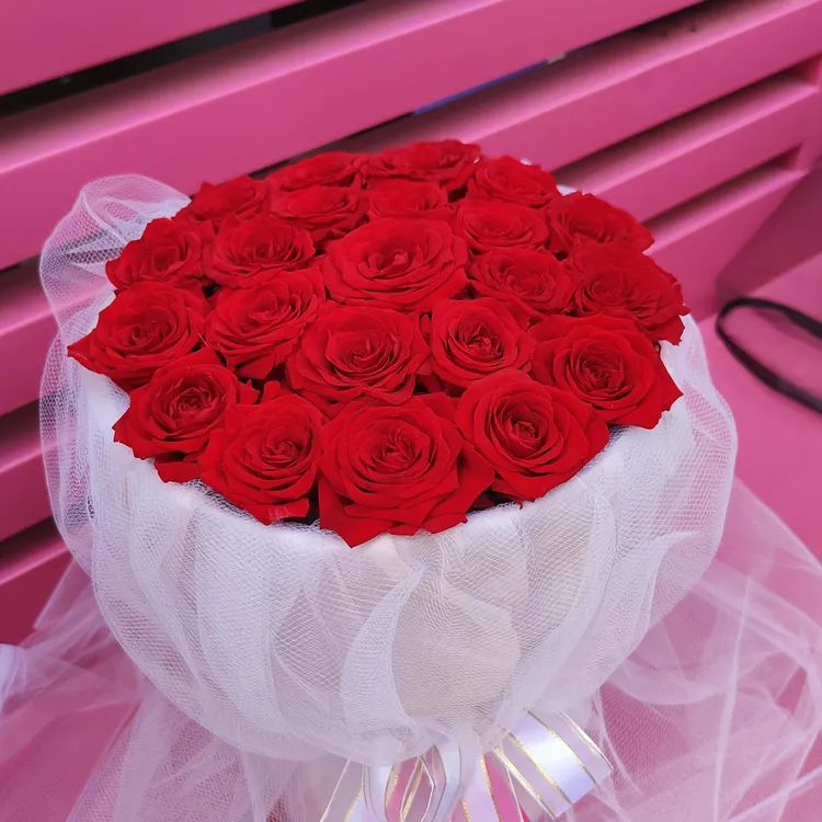 中号网红款仙女纱小香风玫瑰花礼物永生花花束