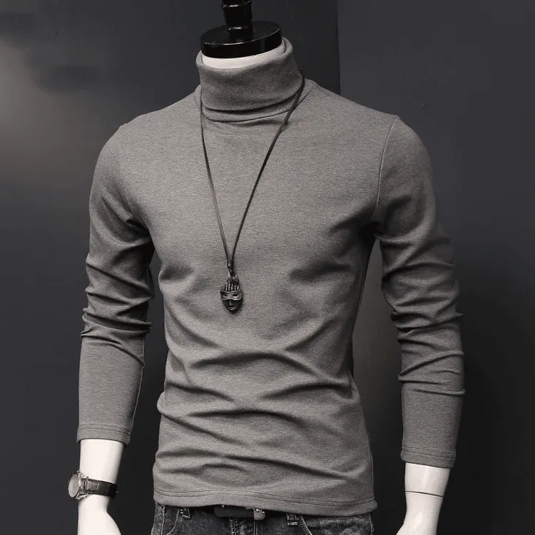 仓石一树修身新款高领打底衫男士长袖韩版潮流百搭加厚内搭上衣