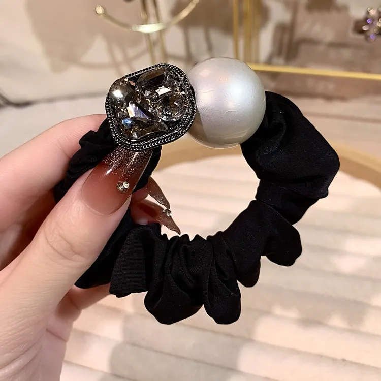 高端发圈轻奢时尚百搭黑色发绳爆款洋气头饰皮筋发饰头绳大肠发圈