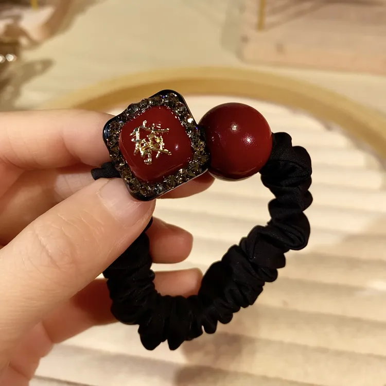 韩版头绳皮筋发绳头饰气质发圈发饰时尚可爱高弹力精致红色轻奢