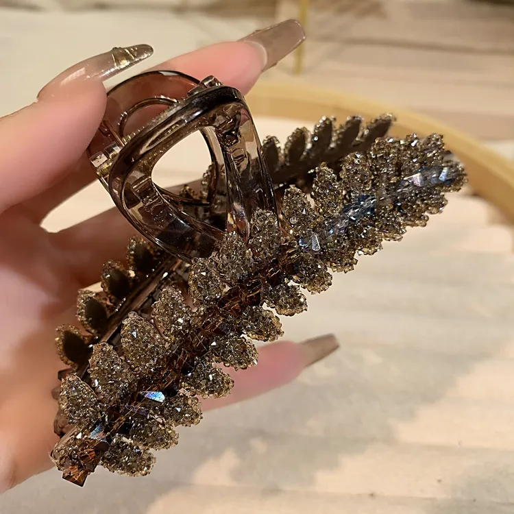 11公分麦穗抓夹大号抓夹后脑勺发夹轻奢发饰满钻网红气质韩版重工