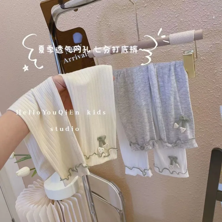 薄款七分长裤打底裤透气宝宝洋气打底裤女童婴幼儿女宝可开裆高弹