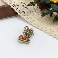 铜合金仿水晶胸针 02153 圣诞袜胸针-金色 尺寸2*3cm左右