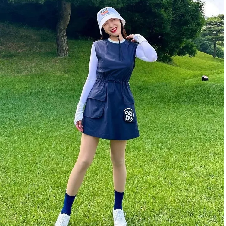 G家新款女士高尔夫可调节收腰连衣裙/轻薄防水/显瘦夏季宽松洋气