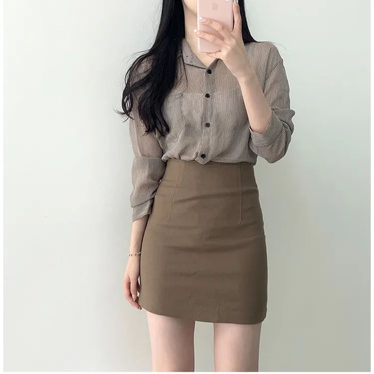 女高腰a字短裙显瘦包臀裙气质紧身裙子2023春夏季新款白色半身裙