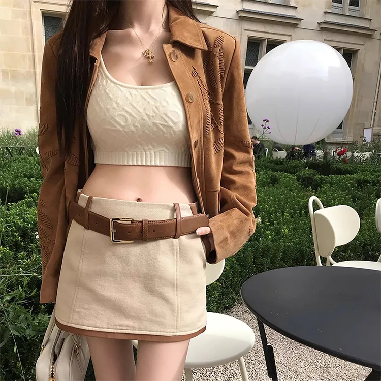 米色复古气质百搭半身裙女秋季新款低腰显瘦时尚休闲包臀短裙