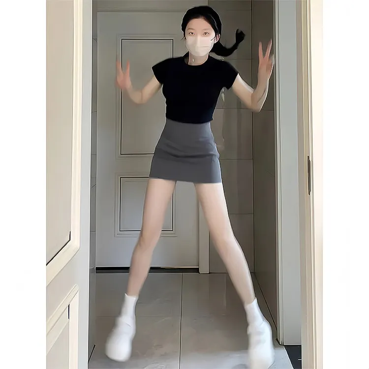 气质高端高腰西装面料半身裙女2025春夏季新款小个子包臀显瘦短裙