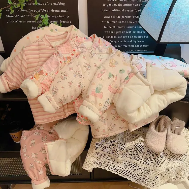 儿童宝宝开衫棉袄冬季加绒加厚男女童外穿棉衣婴儿保暖外套上衣