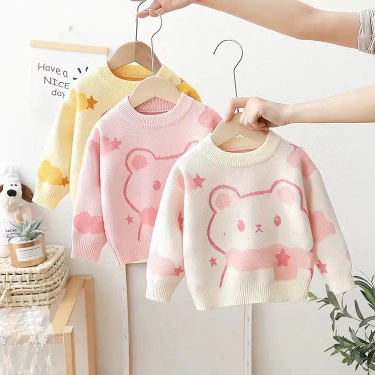 童话女宝宝水貂绒加厚毛衣小童打底衫2023新款秋冬儿童针织打底衫
