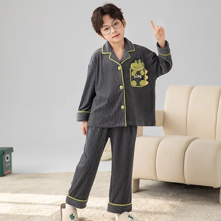 【加厚海岛绒】儿童睡衣2024新款秋冬季男童珊瑚绒加绒款家居服套装