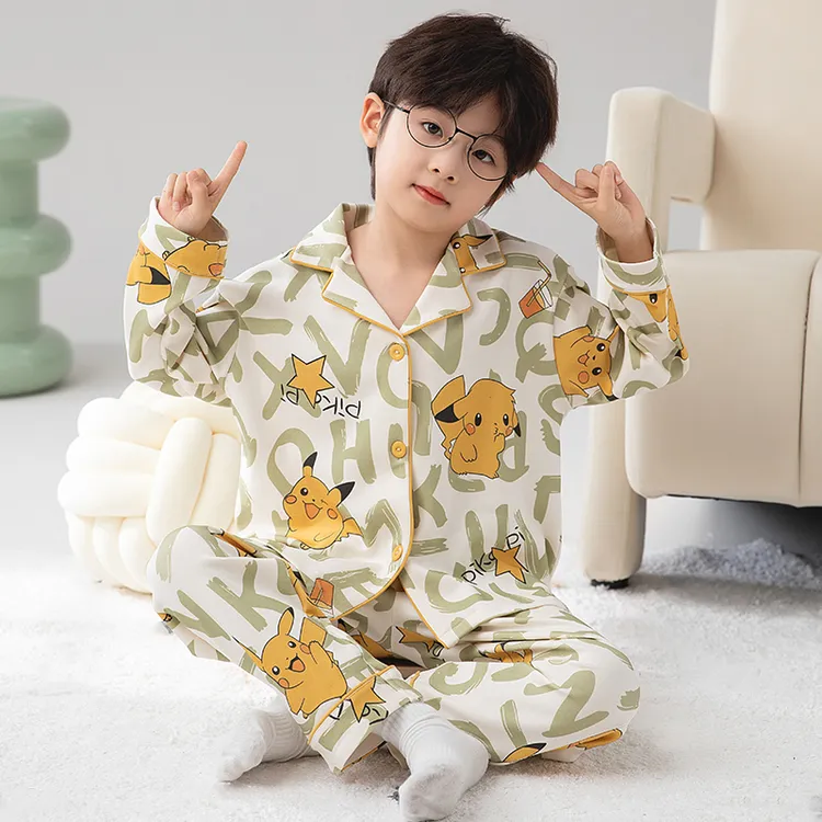 儿童睡衣春秋季卡通青少年纯棉吸汗长袖宝宝帅气中大童家居服套装