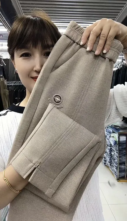 休闲加厚显瘦保暖中老年女裤加厚毛呢裤小脚秋冬
