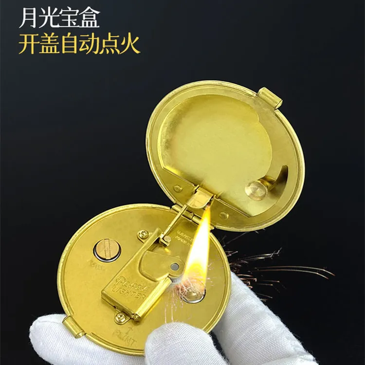 飞碟复古粉饼煤油打火机便携迷你创意个性开盖点火定制女士礼品